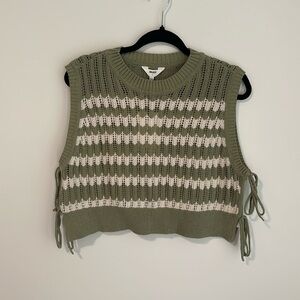 NWT Object Green and White Striped Sweater Vest Size Large